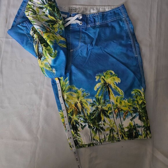 Old Navy Men's Blue/Green Tropical Print Swim Board Shorts Size Medium - Picture 13 of 14